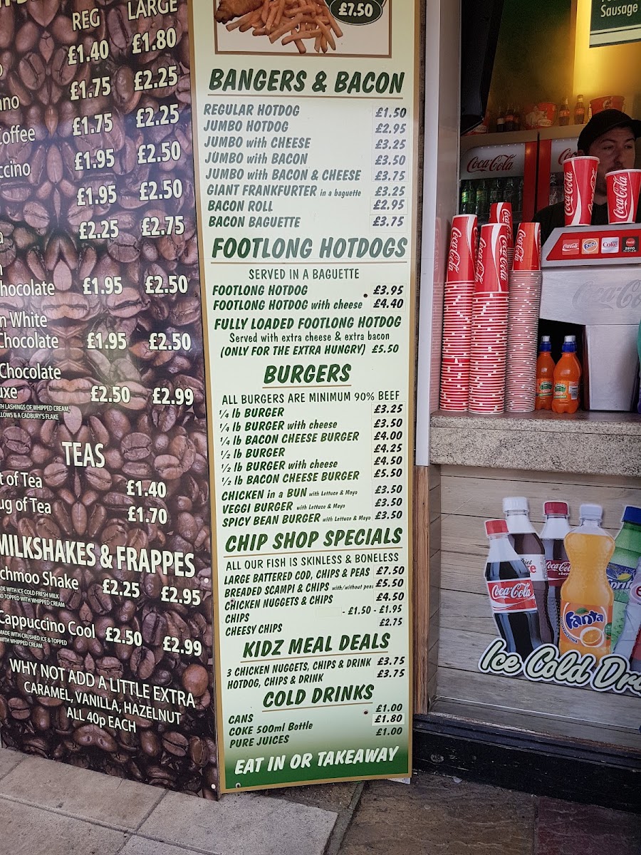 HJ's Diner menu board