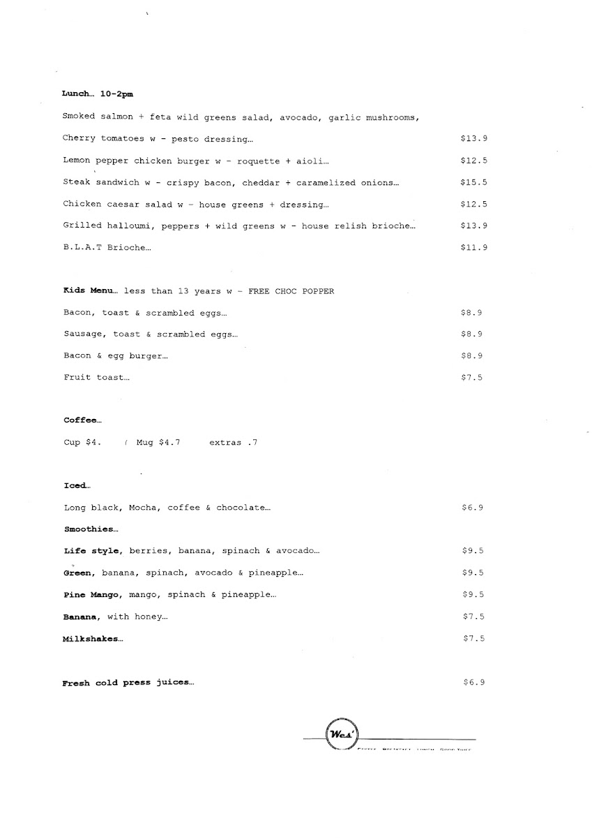 Coffee warden menu board