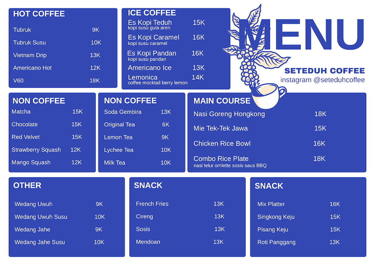 Seteduh Coffee menu board