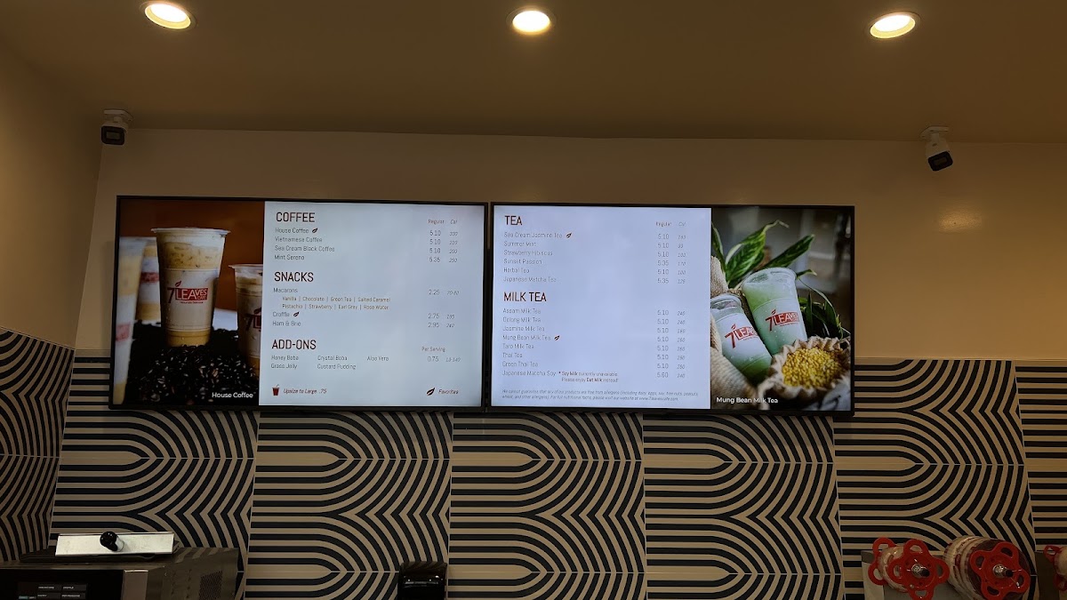 7 Leaves Montebello menu board