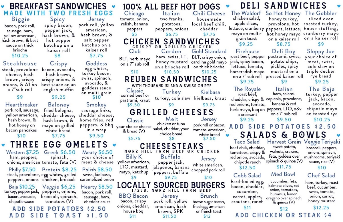 Blue Jay Cafe menu board