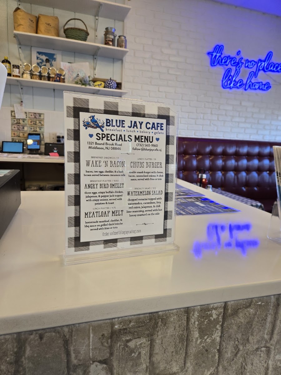 Blue Jay Cafe menu board