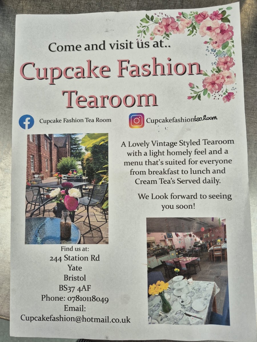 Cupcake Fashion Tea Room menu board