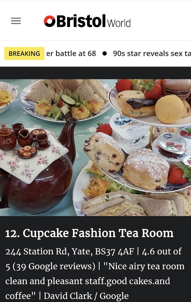 Cupcake Fashion Tea Room menu board