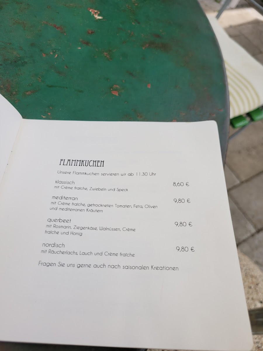 Augustins Gartencafé menu board