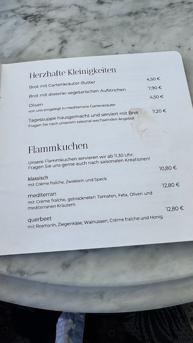 Augustins Gartencafé menu board