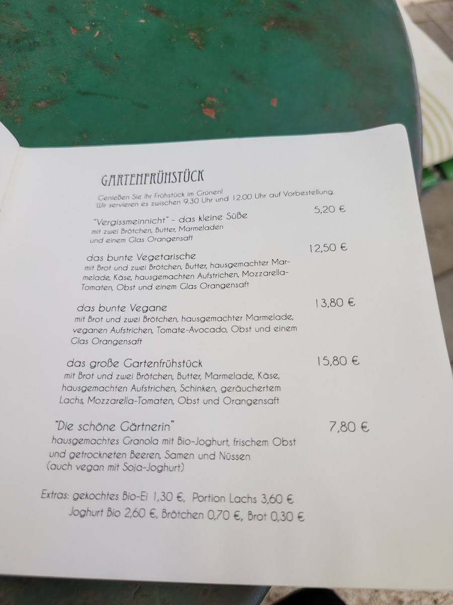 Augustins Gartencafé menu board