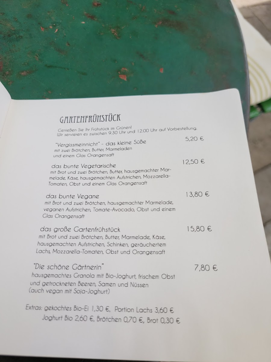 Augustins Gartencafé menu board