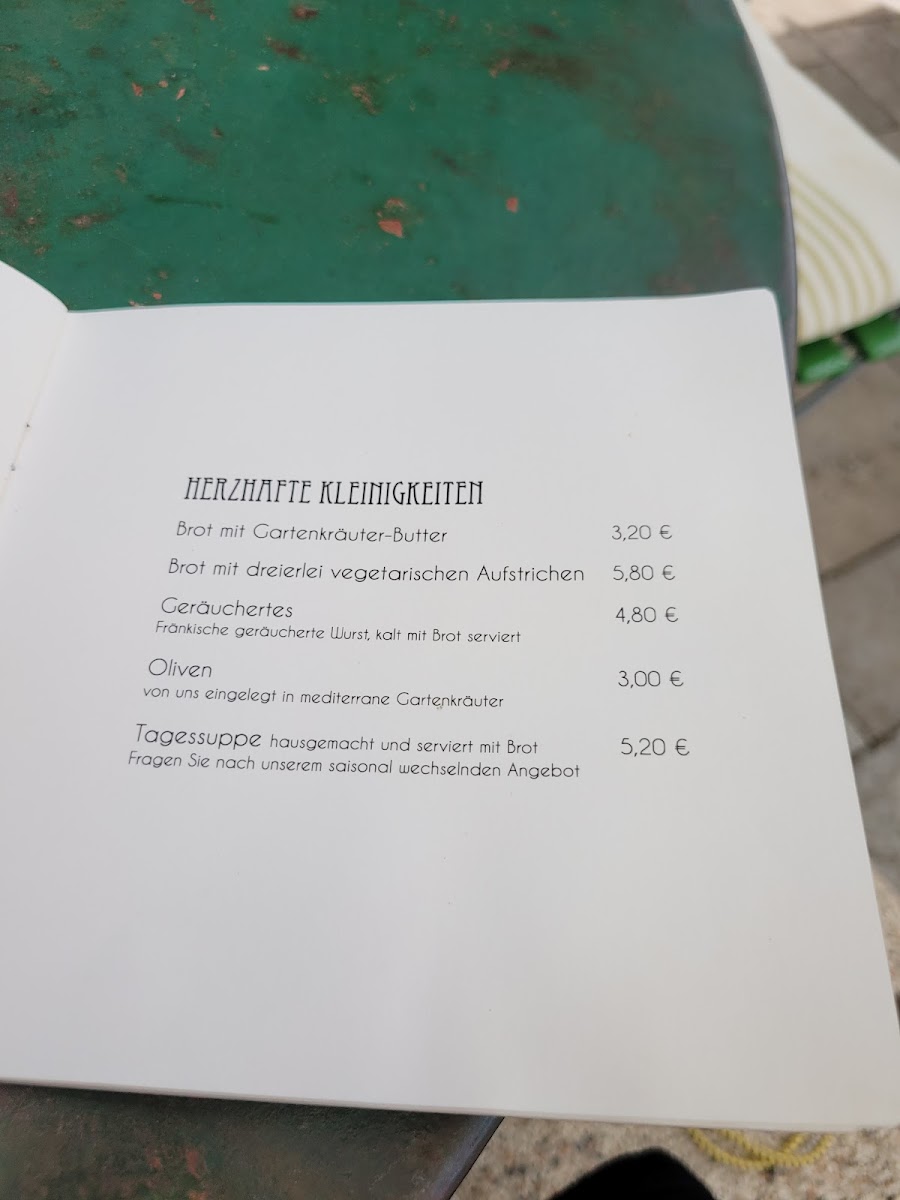 Augustins Gartencafé menu board