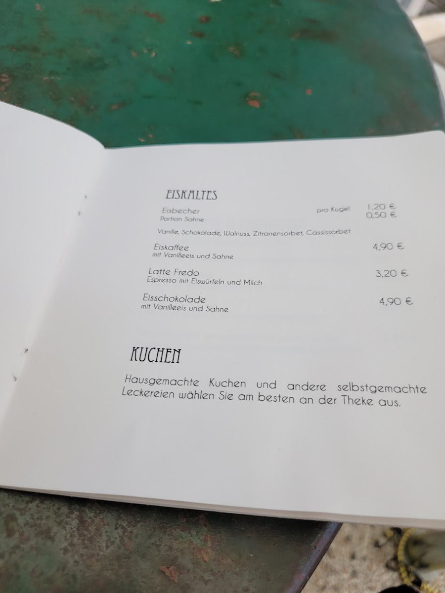 Augustins Gartencafé menu board