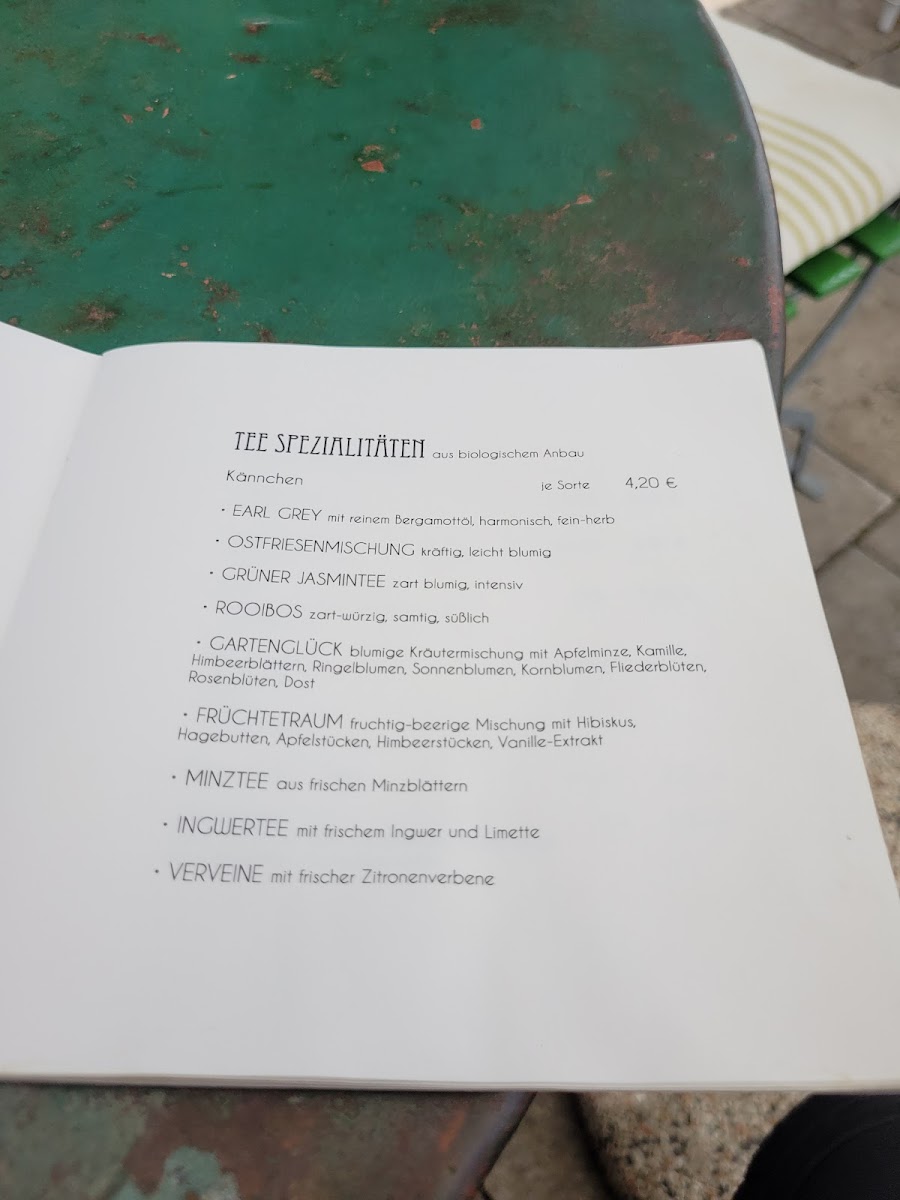Augustins Gartencafé menu board