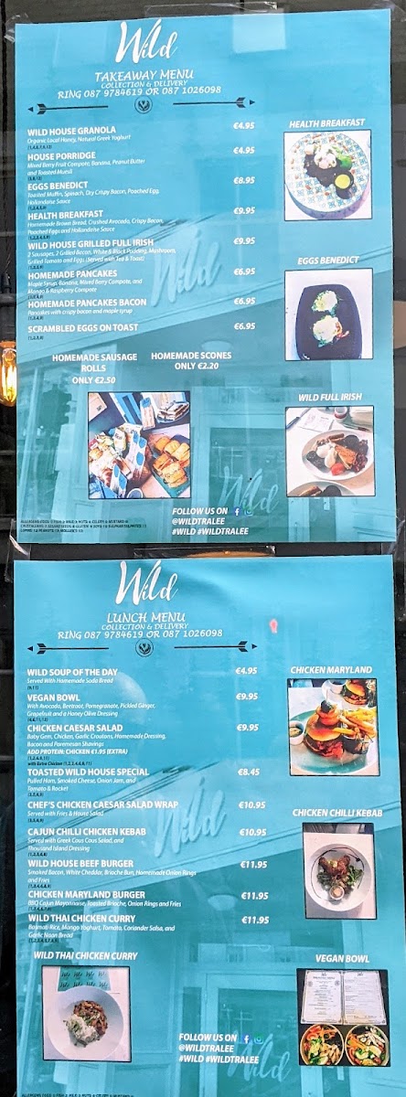 Wild Café menu board