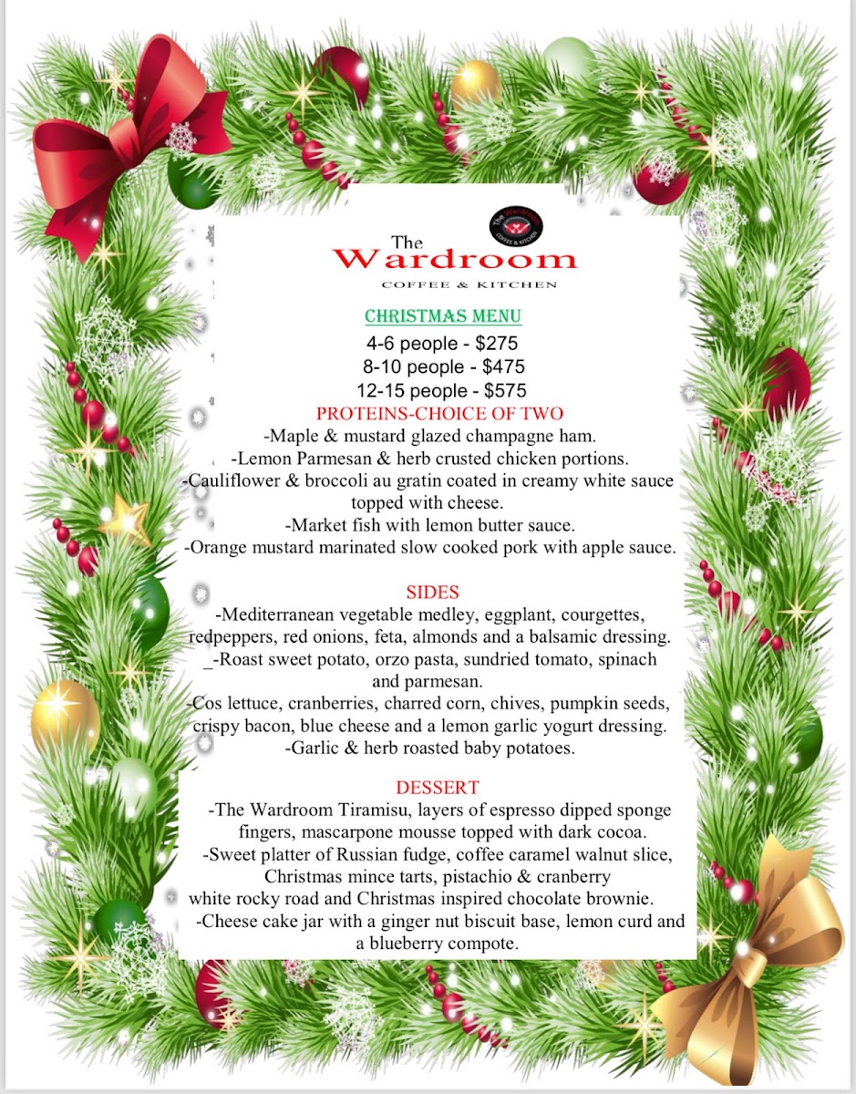 The Wardroom - Coffee & Kitchen menu board