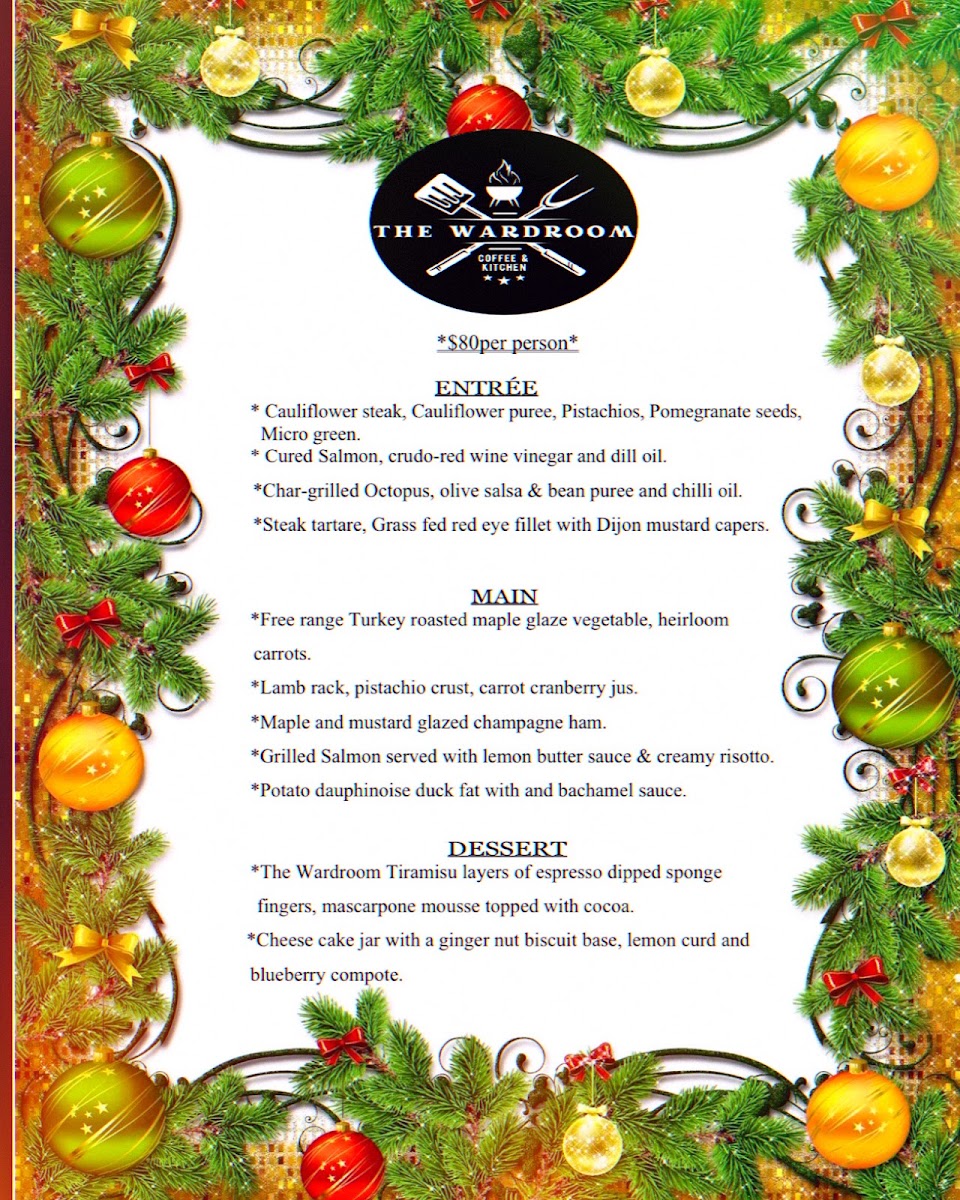 The Wardroom - Coffee & Kitchen menu board