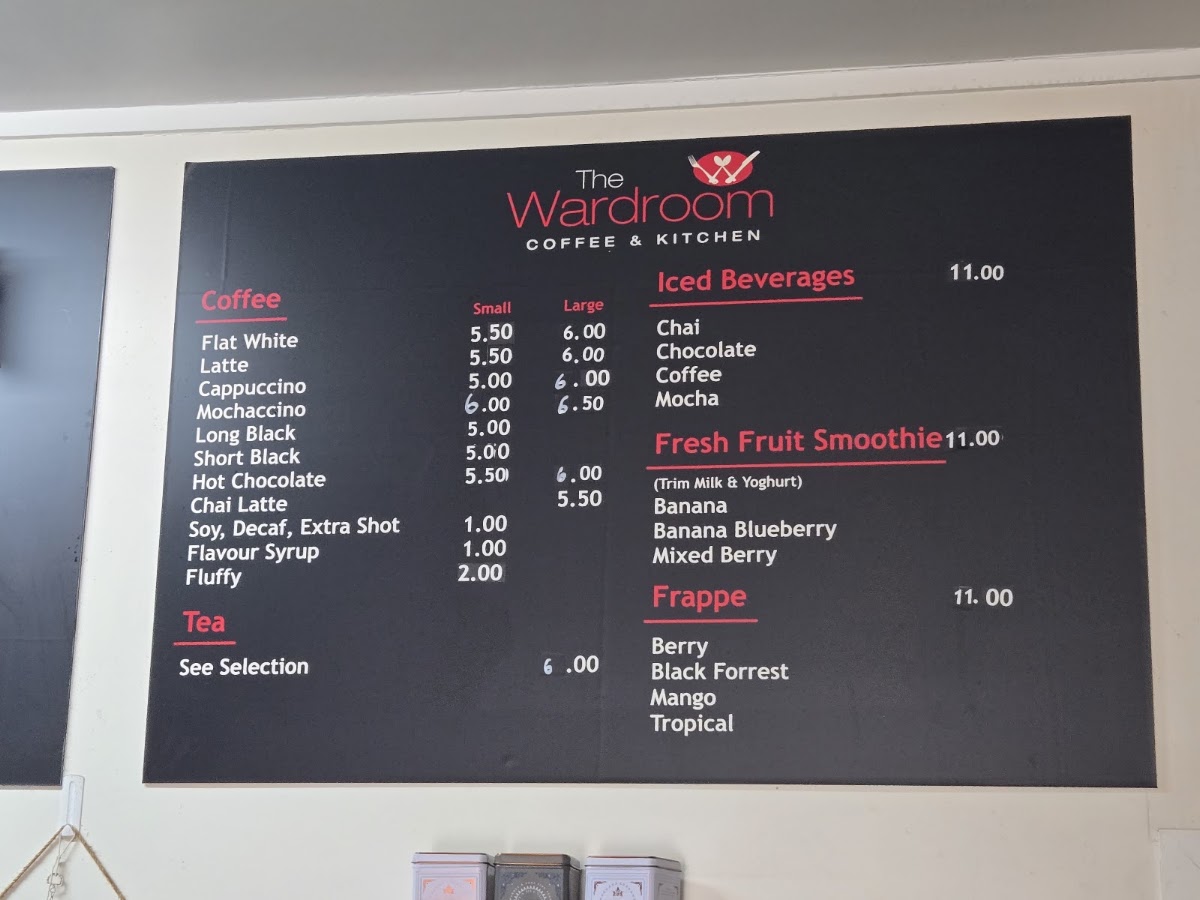 The Wardroom - Coffee & Kitchen menu board