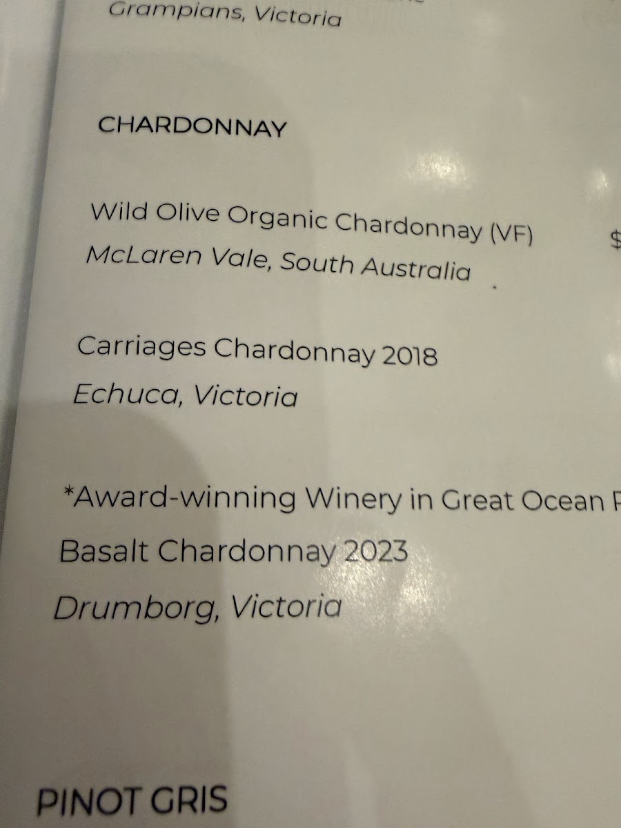 Tides Cafe & Bar at the Deep Blue menu board