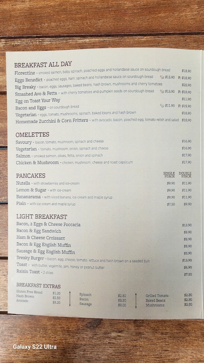 Tea Tree Gully Coffee Shoppe menu board