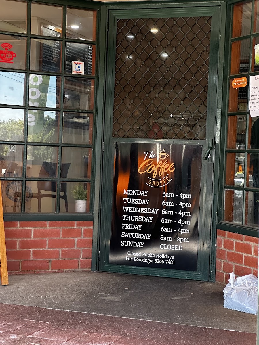 Tea Tree Gully Coffee Shoppe menu board