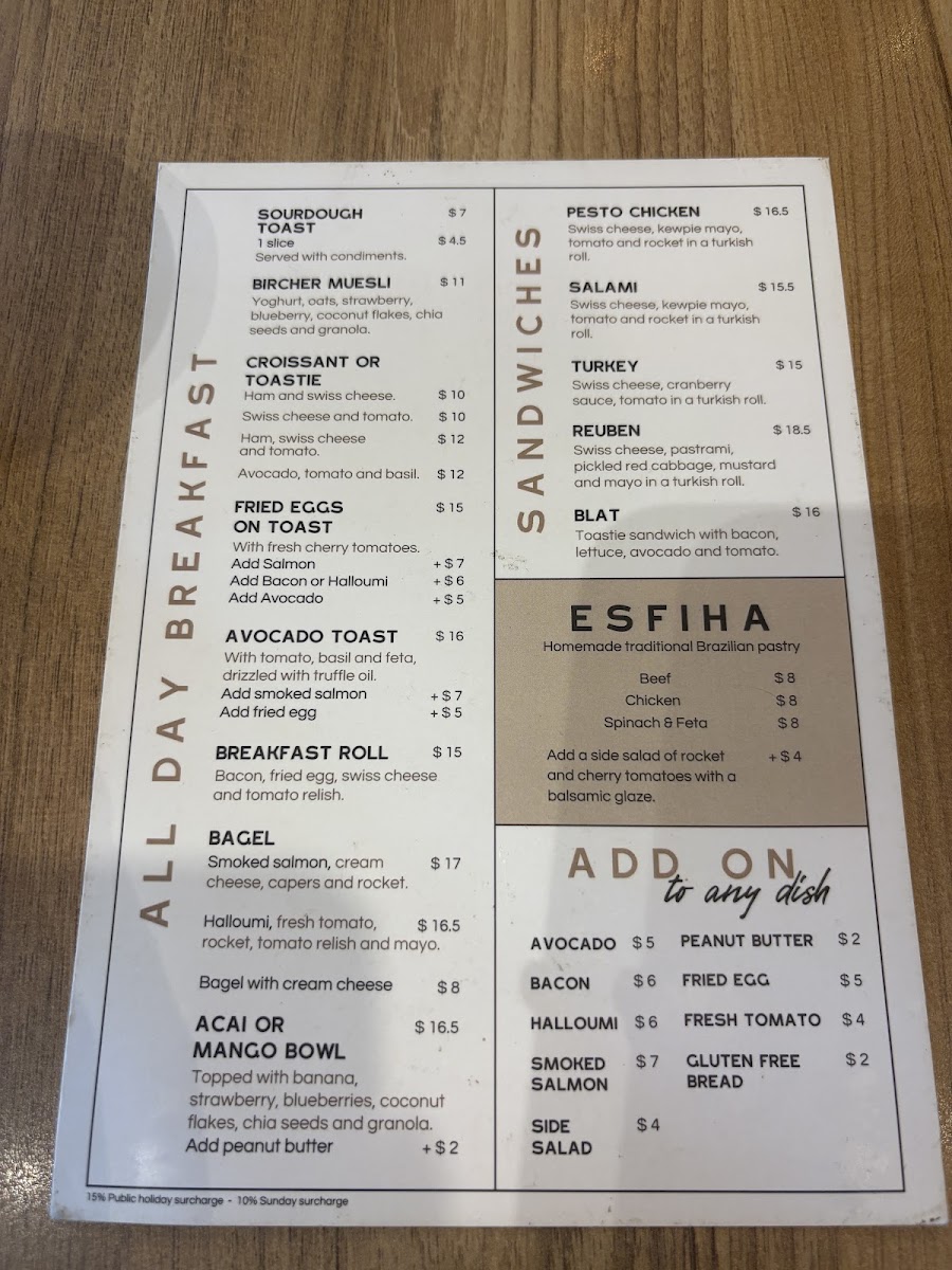 Bohäus Cafe menu board
