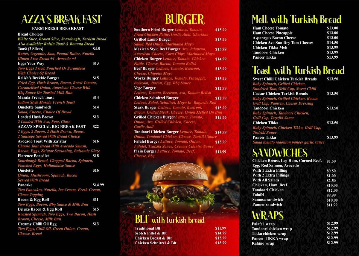 Relish Cafe & Catering menu board