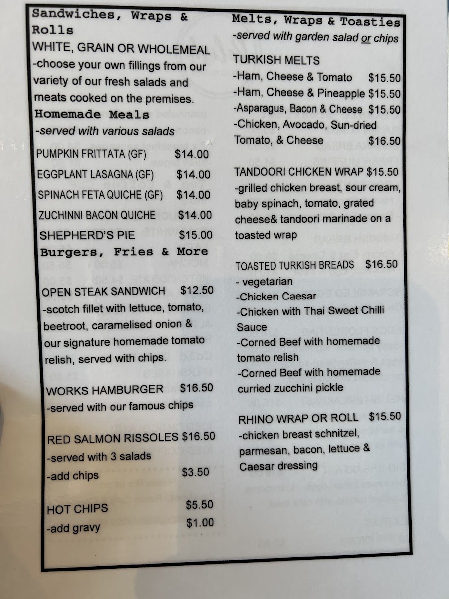 Relish Cafe & Catering menu board