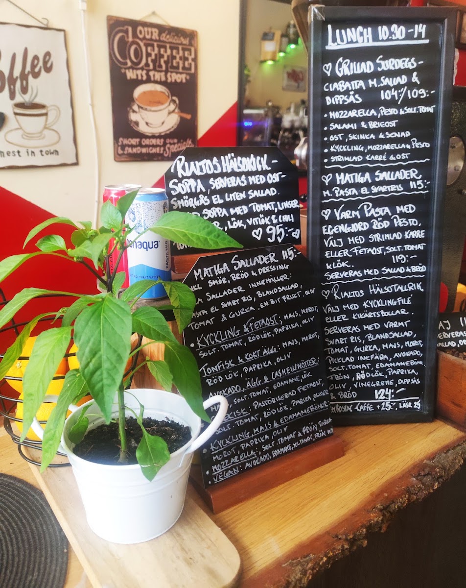 Rialto Mat & Café menu board