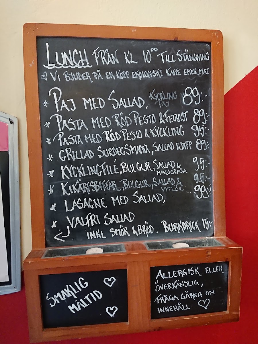 Rialto Mat & Café menu board