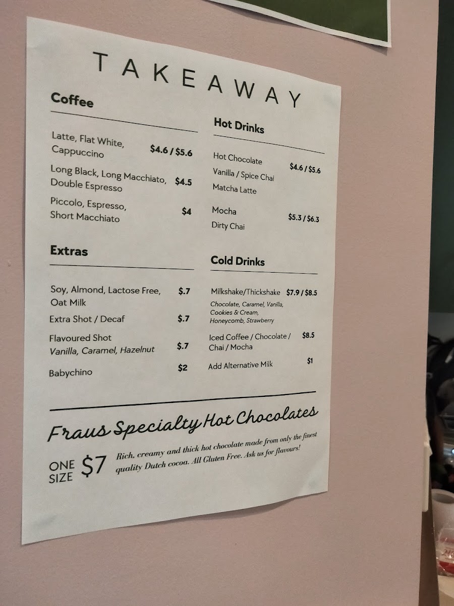 Hot Chocolate House menu board