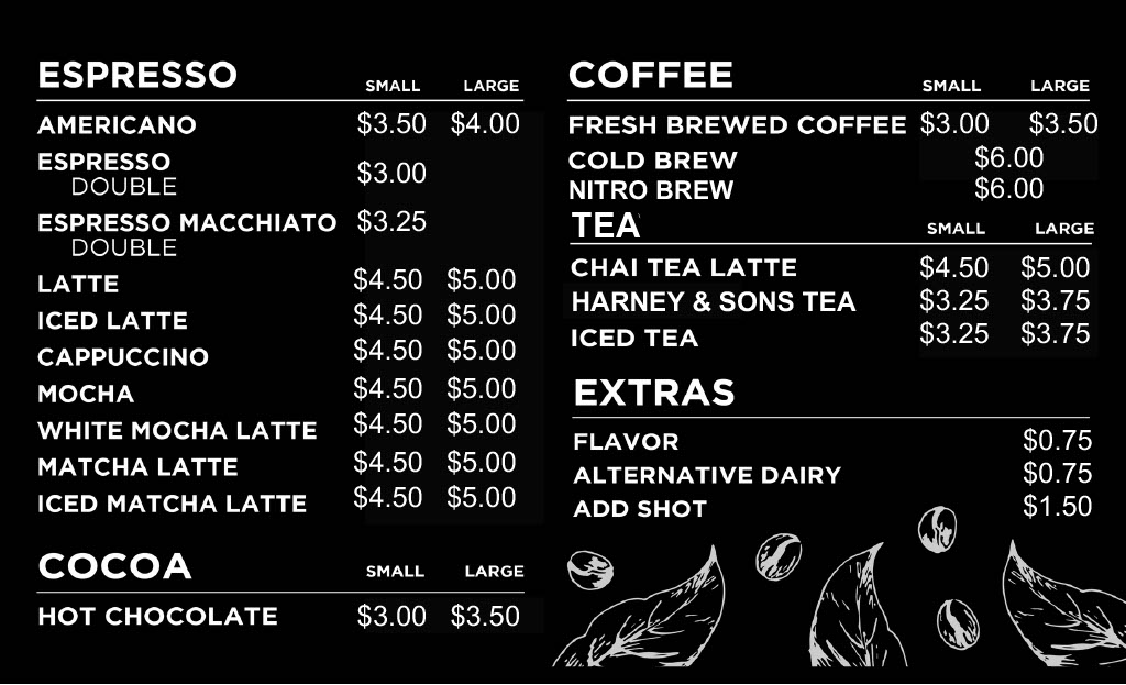 Sister Cities Café menu board