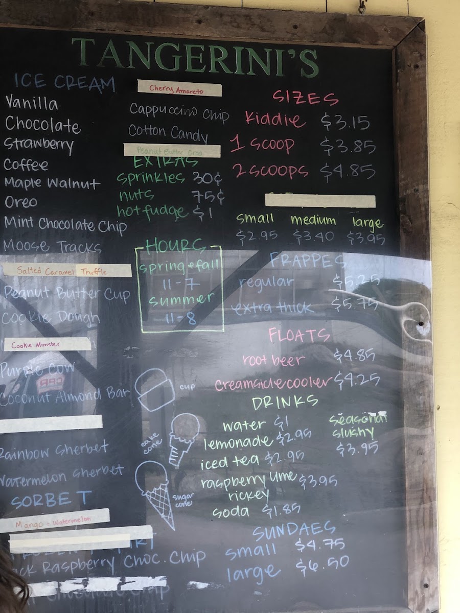 The Farmer's Porch at Tangerini's Farm menu board