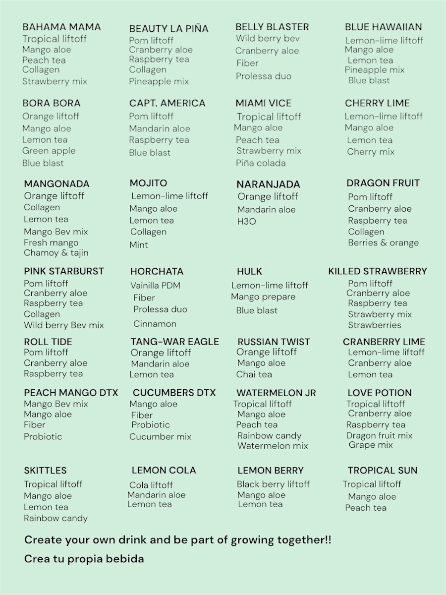 The Healthy Hangout menu board