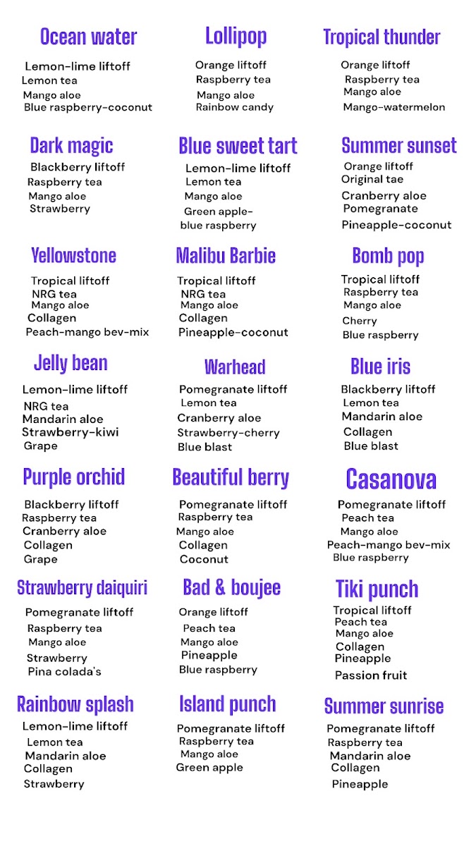 The Healthy Hangout menu board