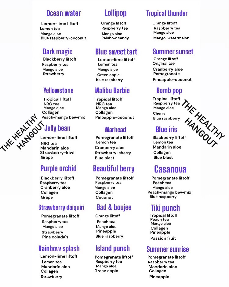 The Healthy Hangout menu board