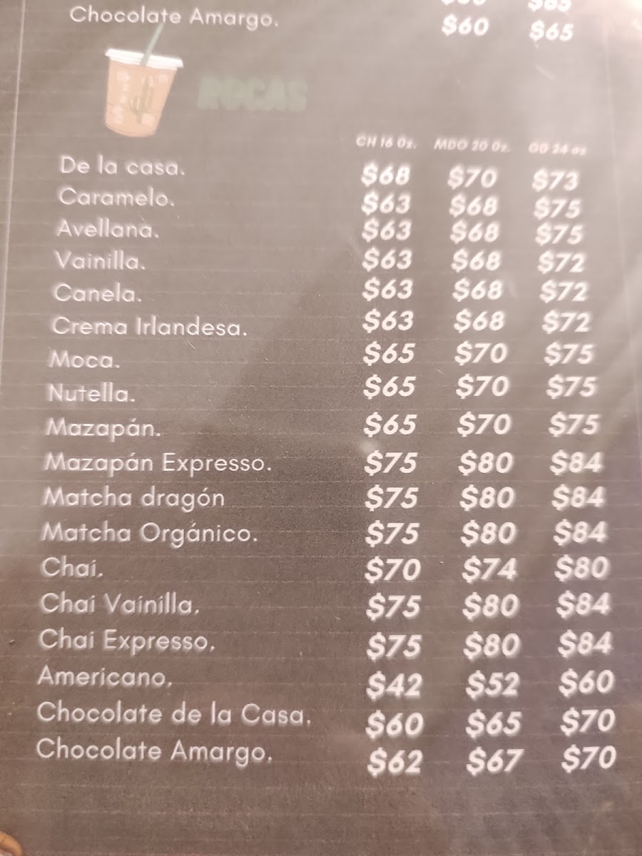 El Cactus Cafe menu board