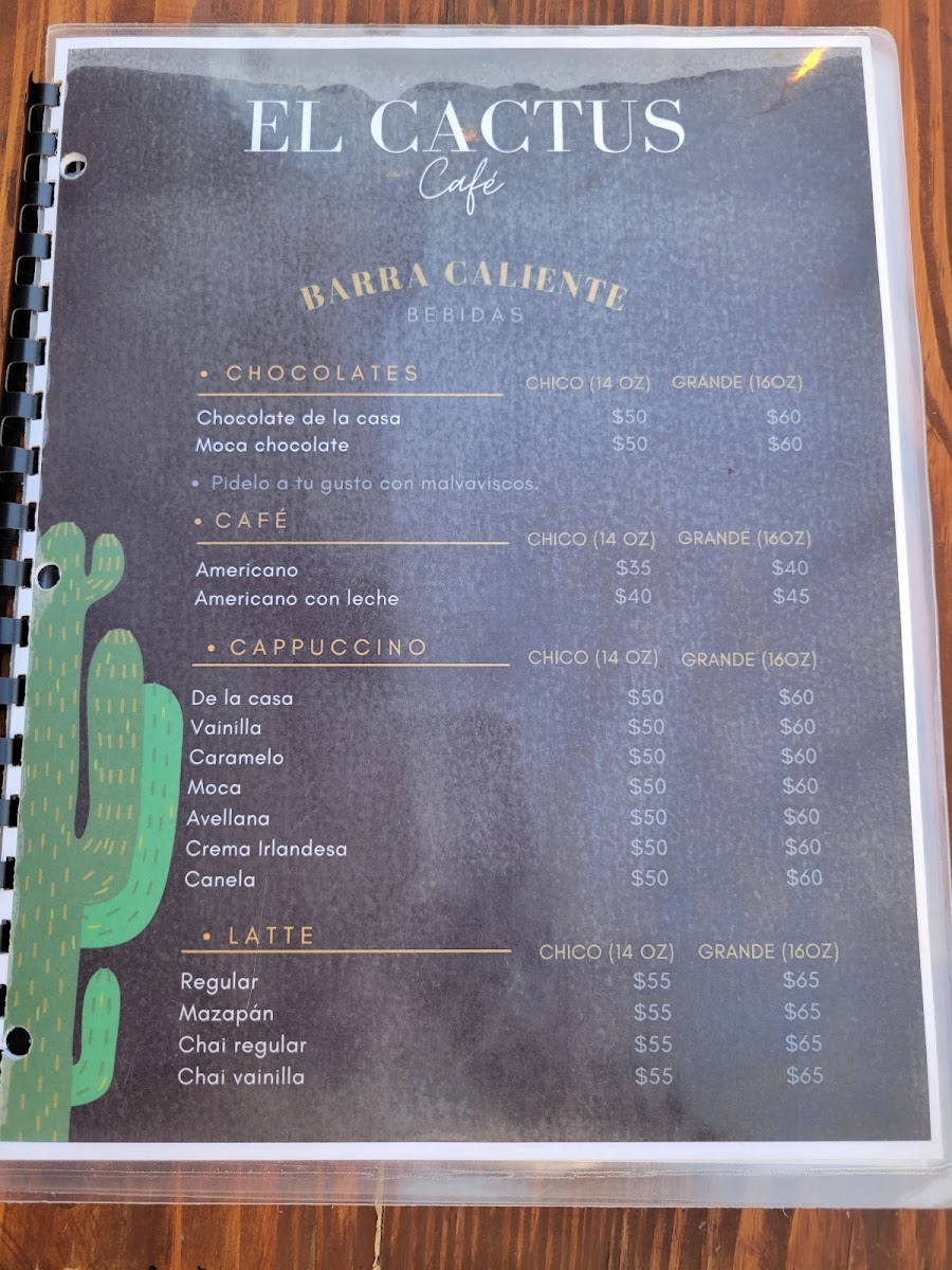 El Cactus Cafe menu board