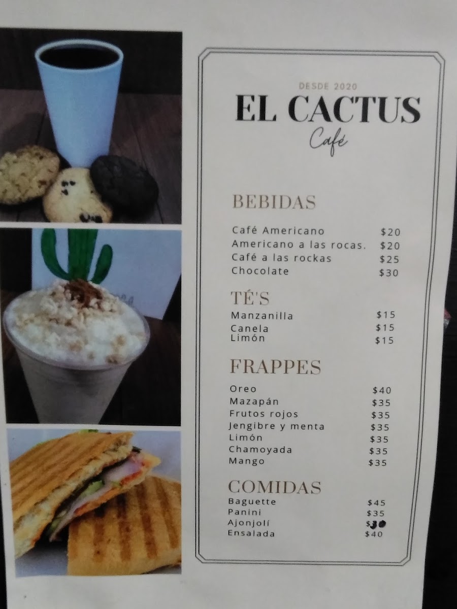 El Cactus Cafe menu board