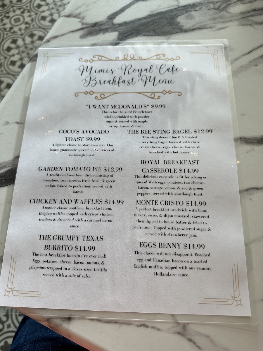 Mimi’s Market and Royal Café menu board