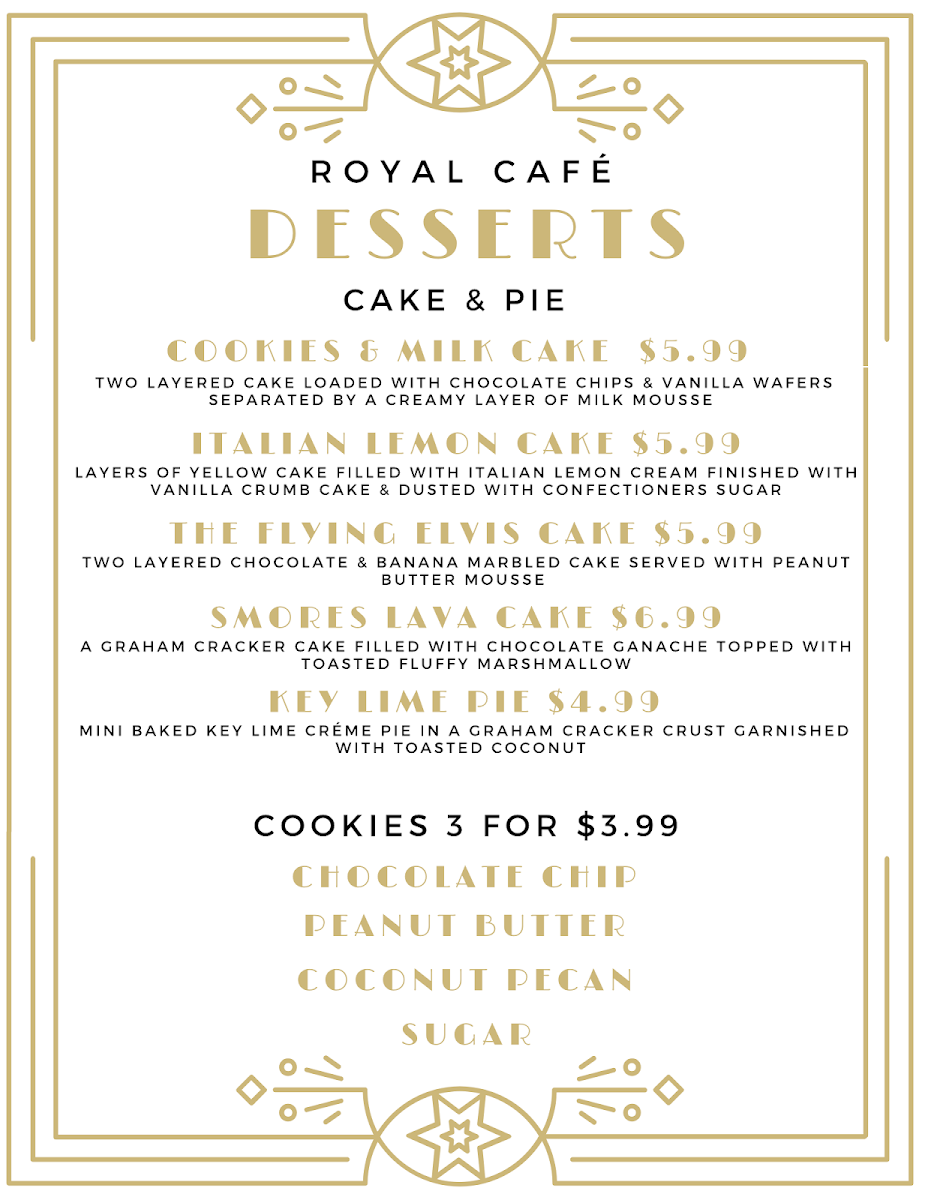 Mimi’s Market and Royal Café menu board