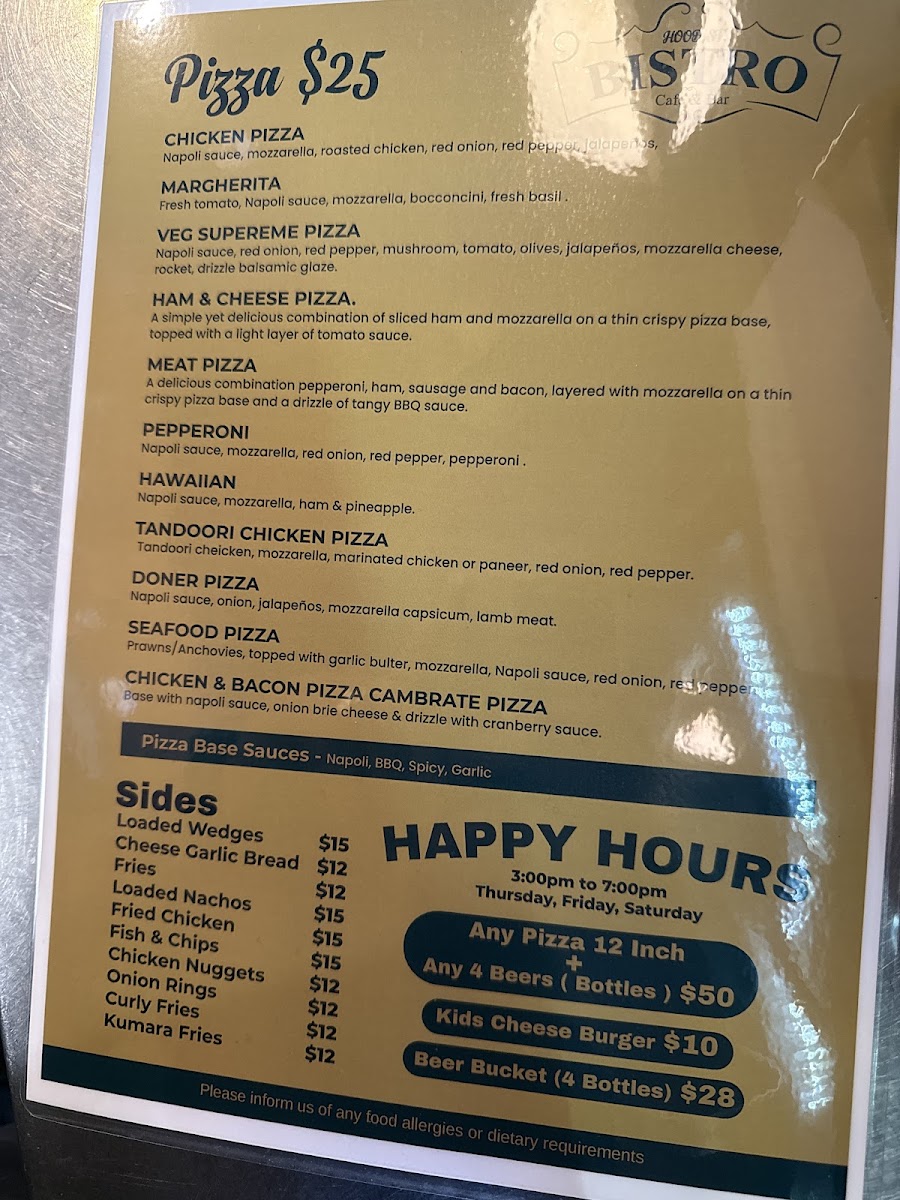 Hood street bistro menu board
