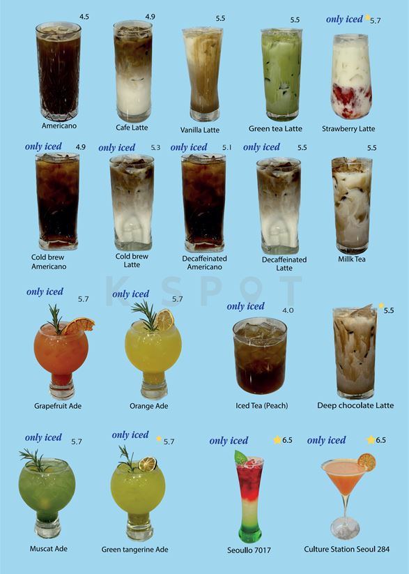 K-SPOT cafe menu board