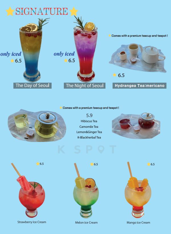 K-SPOT cafe menu board