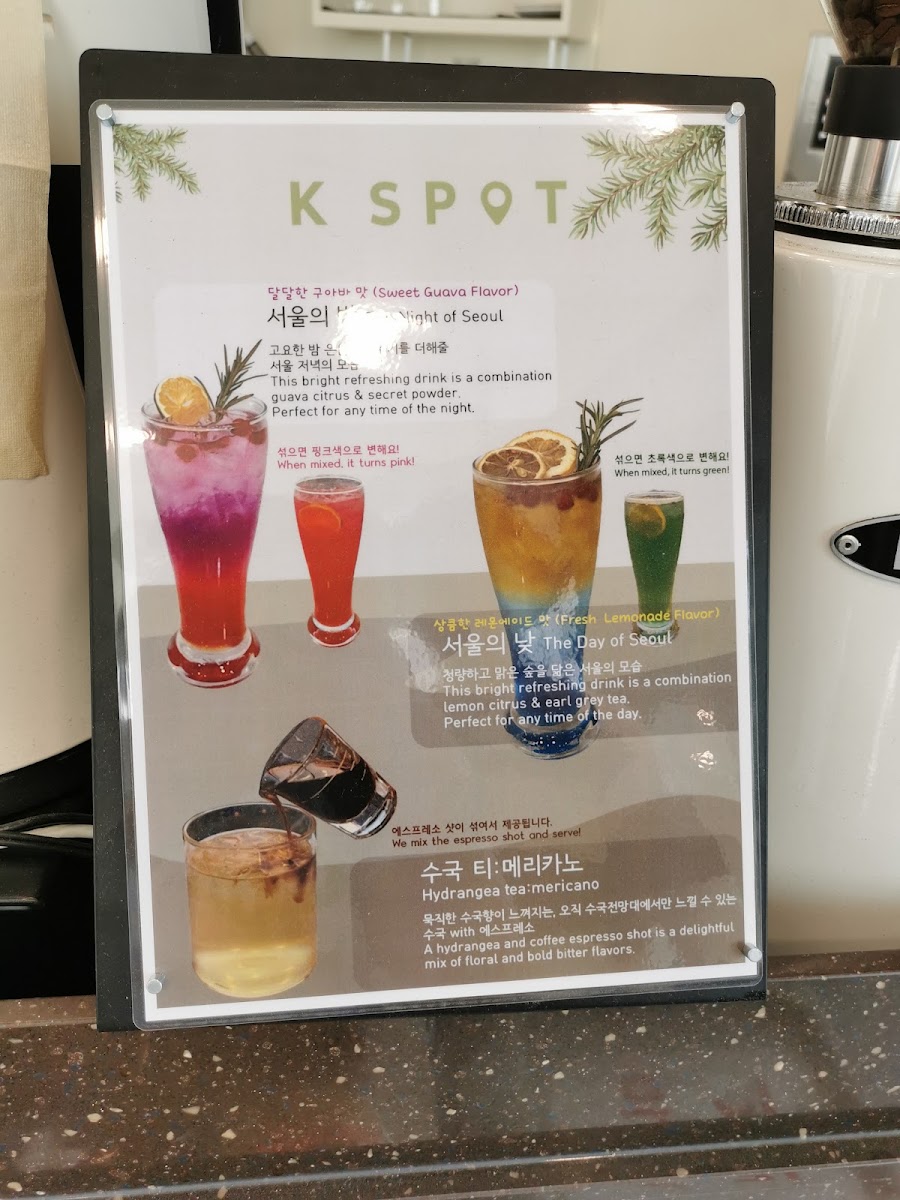 K-SPOT cafe menu board