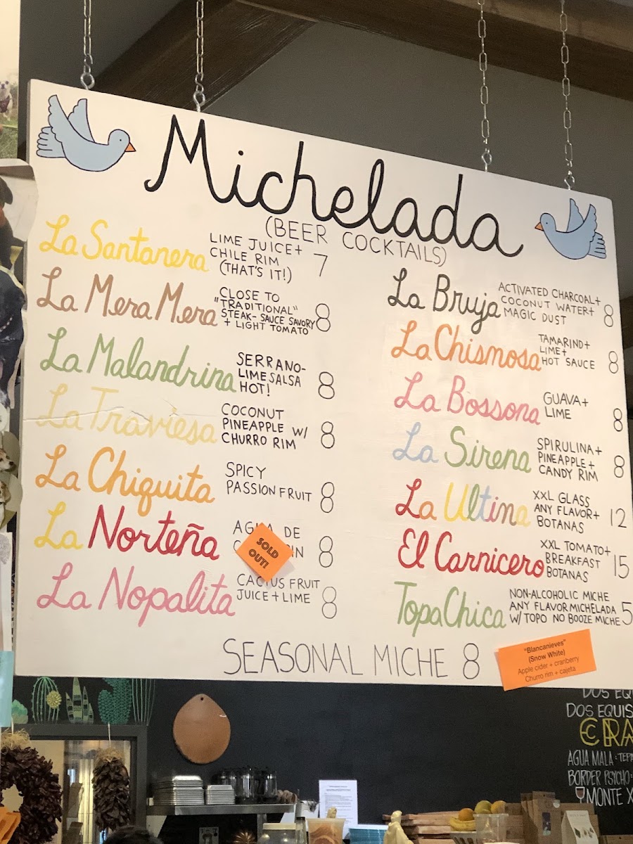 Alta Baja Market menu board