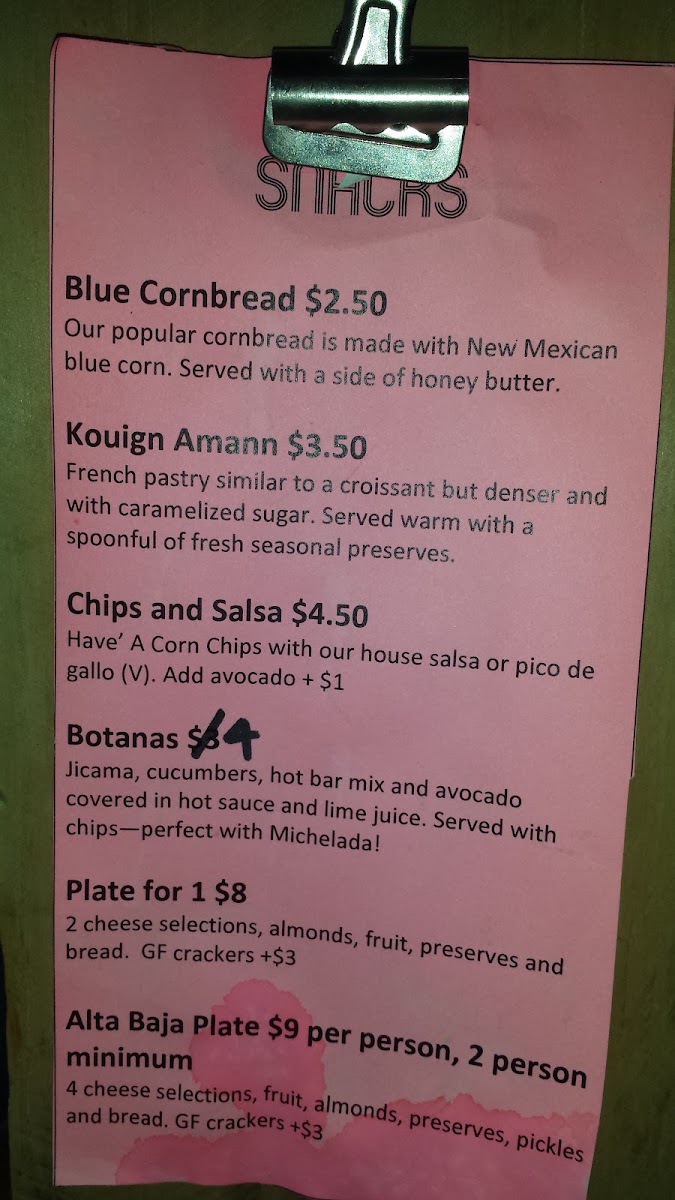 Alta Baja Market menu board