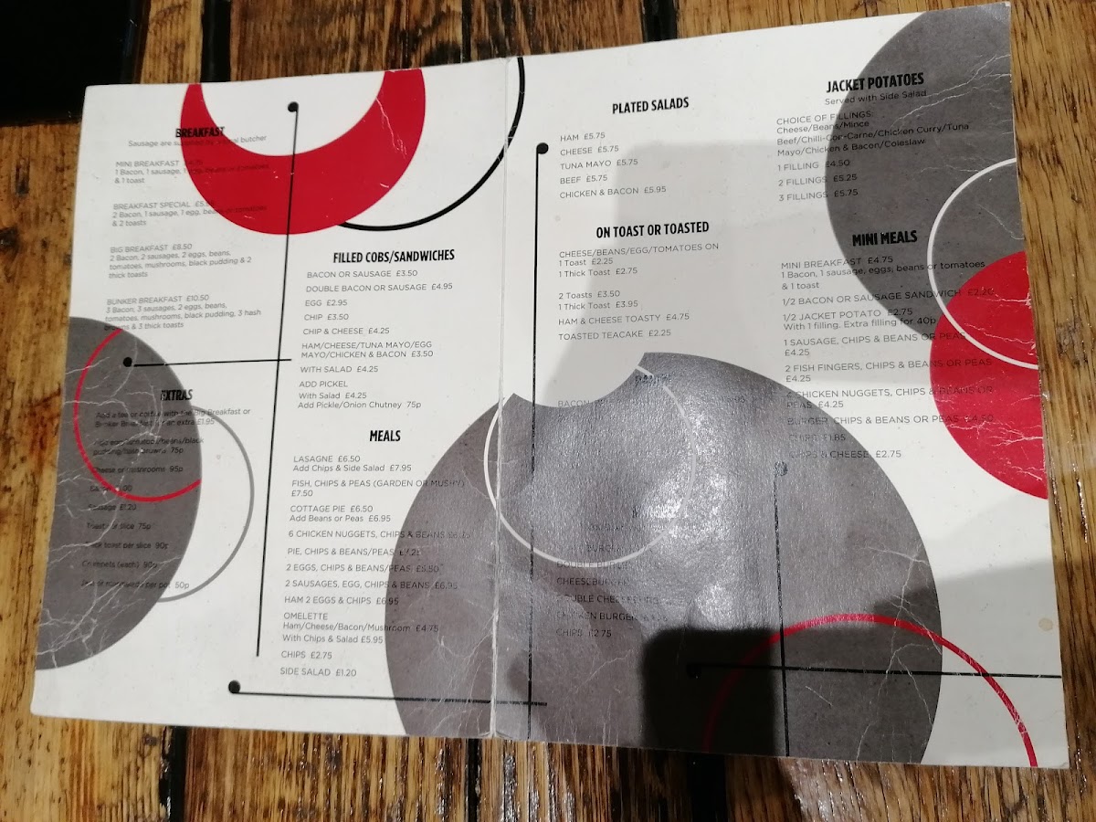 The Coal Bunker menu board