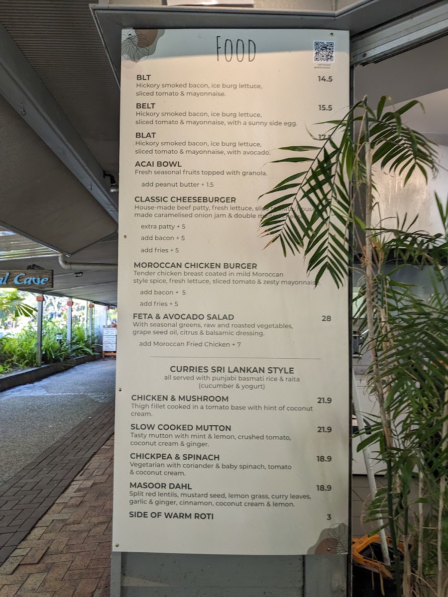 Here's Good Cafe (Frogs on Coondoo) menu board