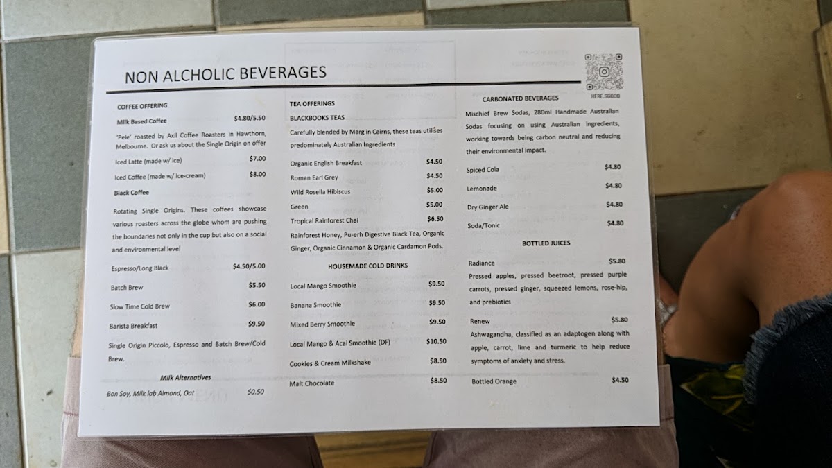 Here's Good Cafe (Frogs on Coondoo) menu board
