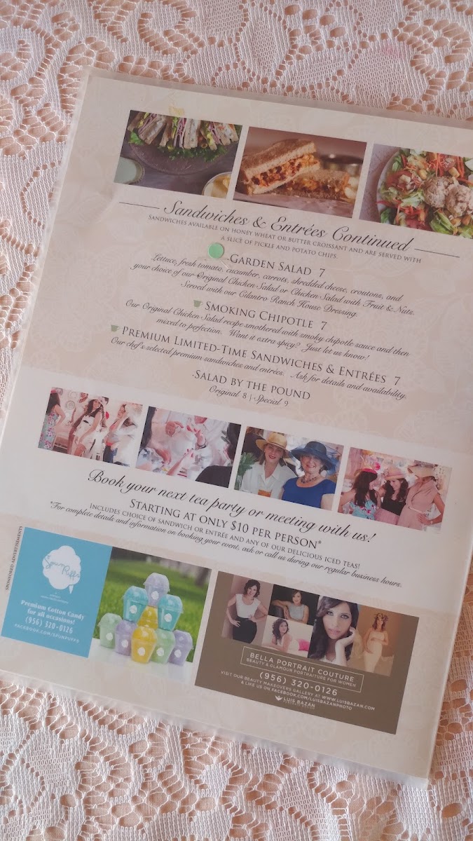 Tea With Friends menu board