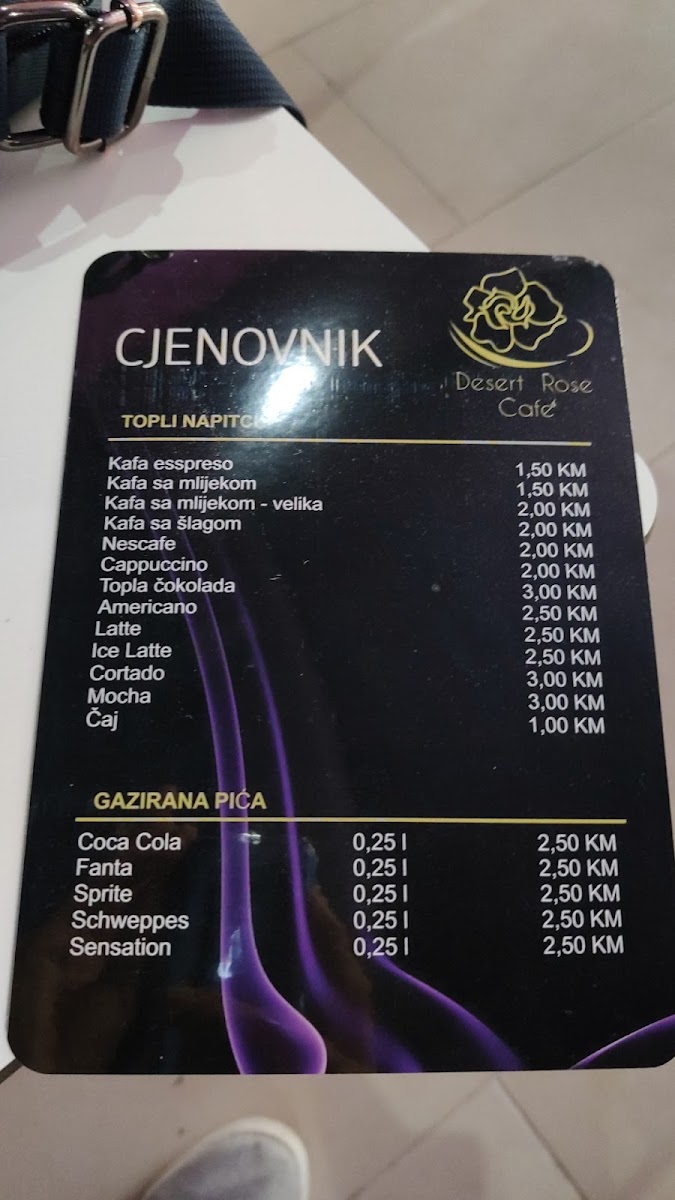 Desert rose menu board