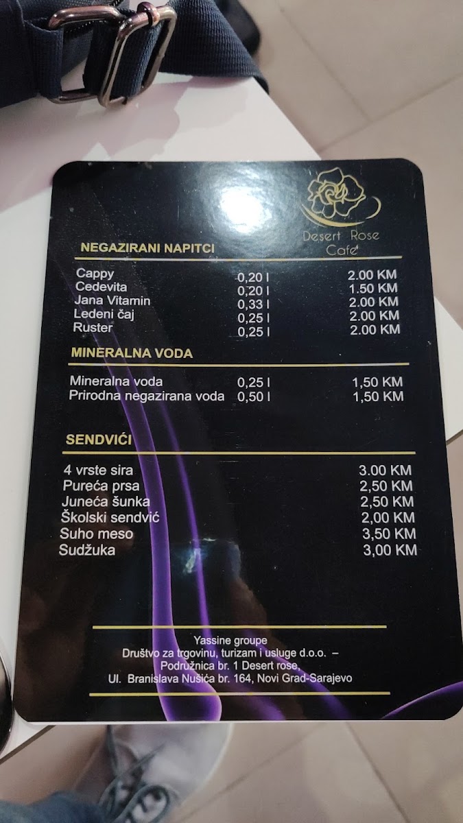 Desert rose menu board